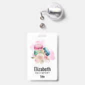 Badge Macarons et fleurs colorés aquarelle (Arrière avec rétractable)
