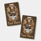 Badge Machine rétro Voodoo à vapeur crâne (Avant & arrière)