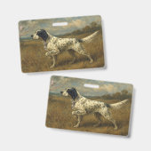 Badge Magnifique Setter avec Faisans , Art (Avant & arrière)