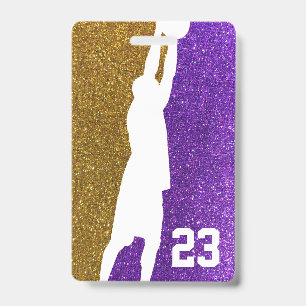 Badge Maillot d'équipe de basketball à paillettes violet