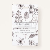 Badge Main Whimsical Tirée Florale Sur Doula Blanche (Devant)