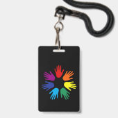 Badge Mains arc-en-ciel (Avant avec lanière)
