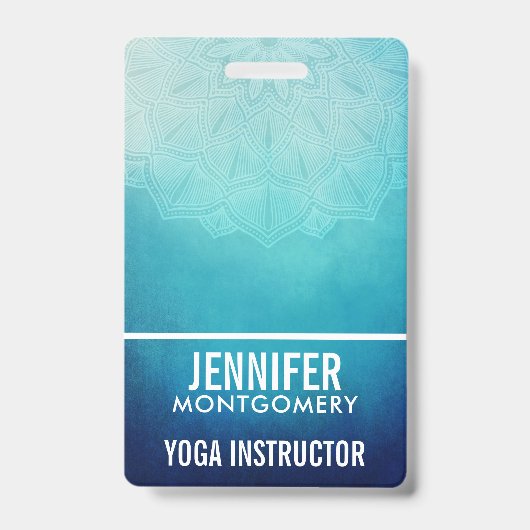 Badge Mandala Abstrait Bleu Joli (Avant)