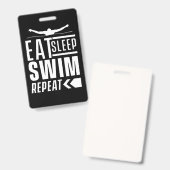 Badge Mangez Sleep Swim Répéter (Avant & arrière)