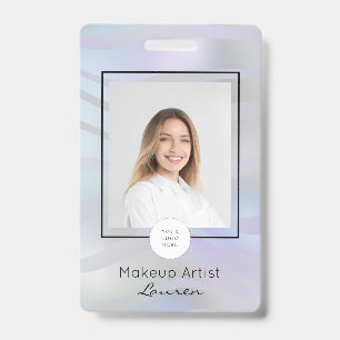 Badge Maquillage de photo de script holographique modern