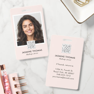 Badge Maquillage Photo Logo Rose Pâle