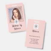 Badge Maquillage photo Logo Script Rose Pâle (Avant & arrière)