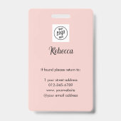 Badge Maquillage photo Logo Script Rose Pâle (Arrière)