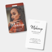 Badge Maquilleuse à la Mode Photo Écriture Blanche (Avant & arrière)