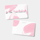 Badge Maquilleuse Extensions de Cils Cils Sourcils Rose (Avant & arrière)