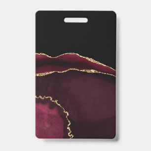 Badge Marbre Agate Chic Noir Violet Or Pailleté
