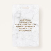 Badge Marbre blanc géométrique Or - ID photo moderne (Dos)