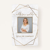 Badge Marbre blanc géométrique Or - ID photo moderne (Devant)