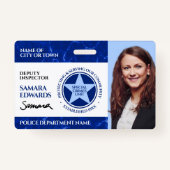 Badge Marbre Bleu Agent de police Signature photo (Devant)