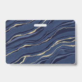 Badge Marbre Bleu Marine Agate Géode Or Nom de l'entrepr (Arrière)