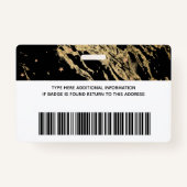 Badge Marbre de verre Noir & Or Employé d'entreprise (Dos)