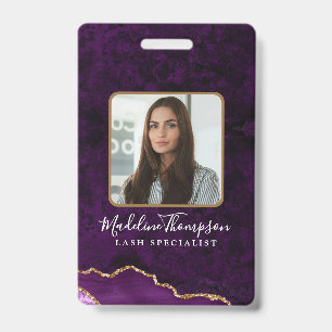 Badge Marbre d'entreprise de marbre d'agate d'or violet