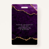 Badge Marbre d'entreprise de marbre d'agate d'or violet (Dos)