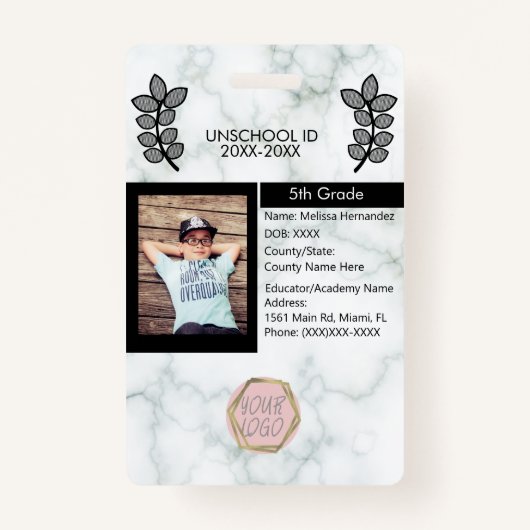 Badge Marbre d'étudiant privé à l'école (Devant)