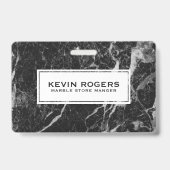 Badge Marbre Faux Noir Accent Blanc (Arrière)
