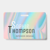 Badge Marbre liquide holographique moderne (Arrière)