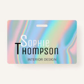 Badge Marbre liquide holographique moderne (Dos)