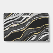 Badge Marbre Noir Agate Géode Or Nom de Photo d'Affaires (Arrière)