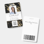 Badge Marbre noir et or simple minimum professionnel (Avant & arrière)