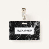 Badge Marbre noir Marbre blanc Accent (Dos avec clip)