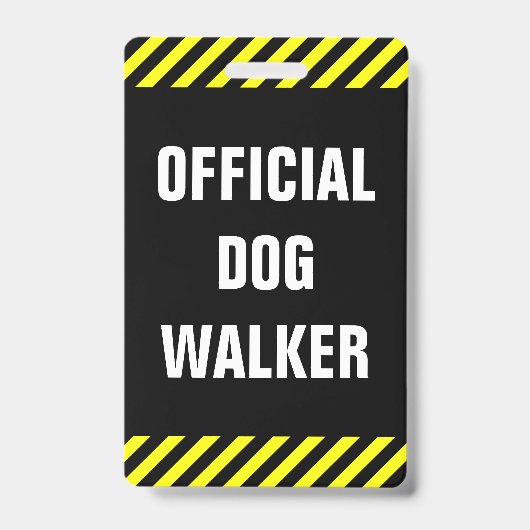 Badge "MARCHEUR OFFICIEL DE CHIEN" ; Insigne noir et (Front)