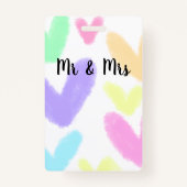 Badge Mariage de style de texte simple au coeur M & mrs  (Dos)