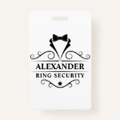 Badge Mariage Ring Sécurité Black Tuxedo Cravate (Devant)