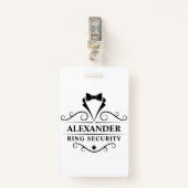 Badge Mariage Ring Sécurité Black Tuxedo Cravate (Devant avec clip)