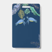 Badge Mariage Tortues Marines Bleu Jaune (Arrière)