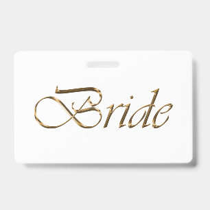 Badge Mariée or blanc calligraphie script élégant chic
