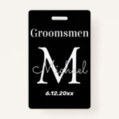 Badge mariés personnalisés élégants mariage noir (Dos)