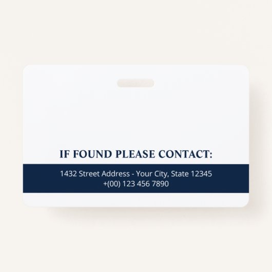 Badge Marine bleu avec logo photo Code QR Code employé I (Dos)