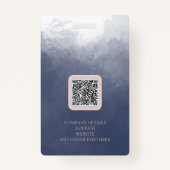 Badge Marine Bleu Couleur à deux sens QRcode Photo Nom d (Dos)