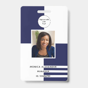 Badge Marine bleu profil blanc photo entreprise