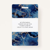 Badge marine bleu vagues côtier or salon photo nom (Dos)