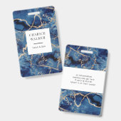 Badge marine bleu vagues or océan salon nom monogramme (Avant & arrière)