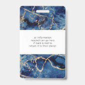 Badge marine bleu vagues or océan salon nom monogramme (Arrière)