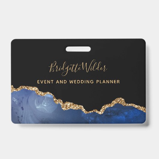 Badge Marine Blue Black Gold Foil Agate Event Planner Ba (Avant)