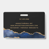 Badge Marine Blue Black Gold Foil Agate Event Planner Ba (Arrière)