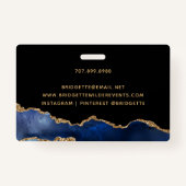 Badge Marine Blue Black Gold Foil Agate Event Planner Ba (Dos)
