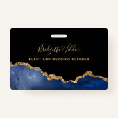 Badge Marine Blue Black Gold Foil Agate Event Planner Ba (Devant)