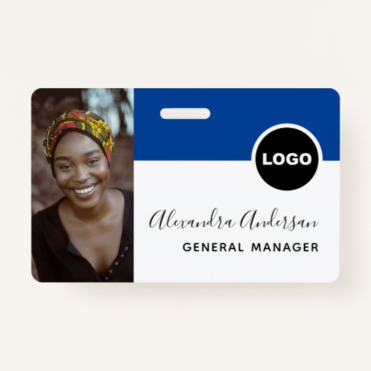 Badge Marine Blue Employé Photo ID de l'entreprise Sécur (Devant)