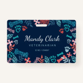 Badge Marine Blue Floral & Foliage Animaux Empreintes de (Devant)