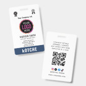 Badge Marine Blue Nom de l'employé Logo commercial kotch (Avant & arrière)