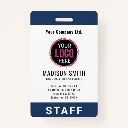 Badge Marine Blue Nom de l'employé Logo commercial kotch (Devant)